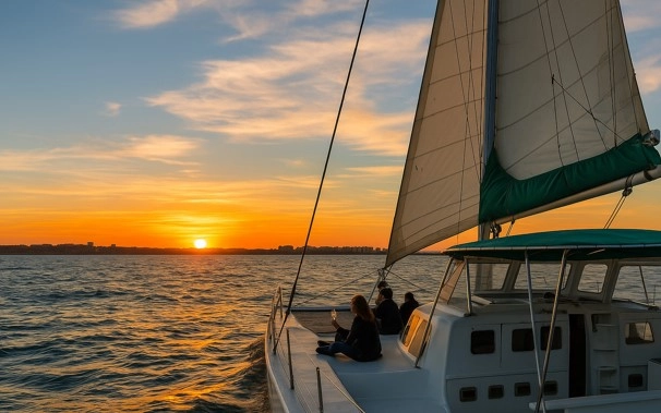 Navegando en catamarán por la costa de Valencia
