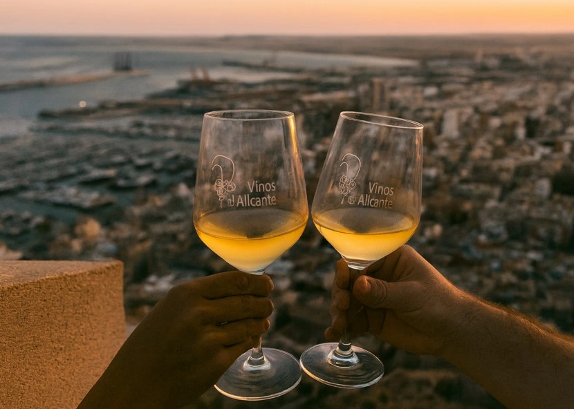 Brindando con vino de Alicante en el Castillo de Santa Bárbara