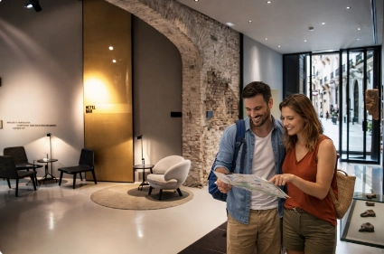 Turistas en el interior del hotel Caro de Valencia
