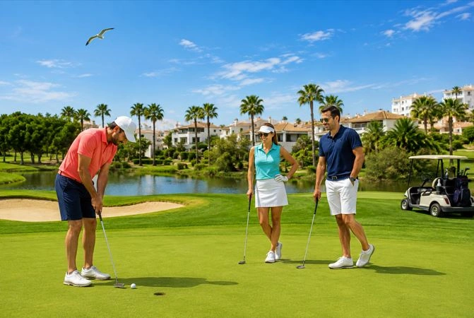 Turistas practicando el golf en Alicante